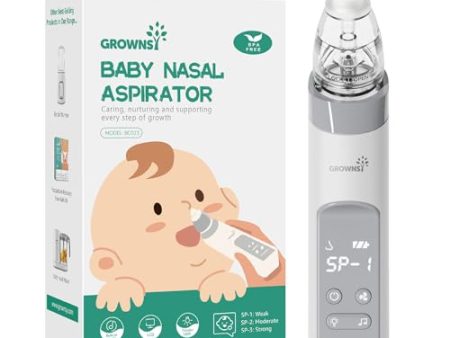 GROWNSY Nasal Aspirator for Baby, Electric Nose Aspirator for Toddler, Baby Nose Sucker, Automatic Nose Cleaner with 3 Silicone Tips, Adjustable Suction Level, Music and Light Soothing Function Online Hot Sale