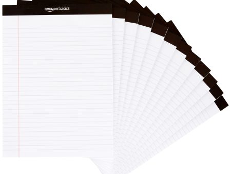 Amazon Basics Wide Ruled Lined Writing Note Pad, 8.5 inch x 11.75 inch, White, 12 Count ( 12 Pack of 50 ) Fashion