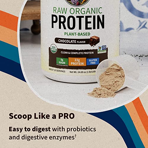 Organic Vegan Chocolate Protein Powder - Garden of Life – 22g Complete Plant Based Raw Protein & BCAAs plus Probiotics & Digestive Enzymes for Easy Digestion, Non-GMO Gluten-Free, Lactose Free 1.5 LB Hot on Sale