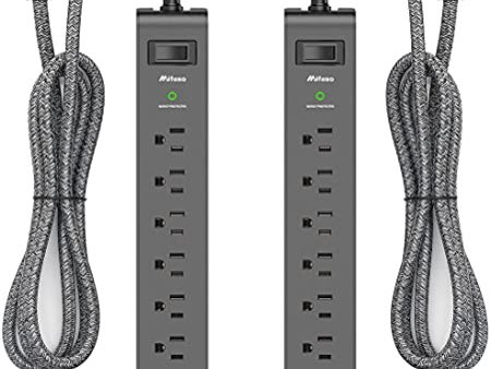 2 Pack Surge Protector Power Strip with 6 Outlets 2 USB Ports 5-Foot Long Heavy-Duty Braided Extension Cords Flat Plug 900 Joules 15A Circuit Breaker Wall Mount for Home Office ETL Listed Hot on Sale