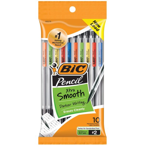 BIC Xtra-Smooth Mechanical Pencils With Erasers, Medium Point (0.7mm), 10-Count Pack, Mechanical Pencils for School or Office Supplies (MPP101-BLK) Sale