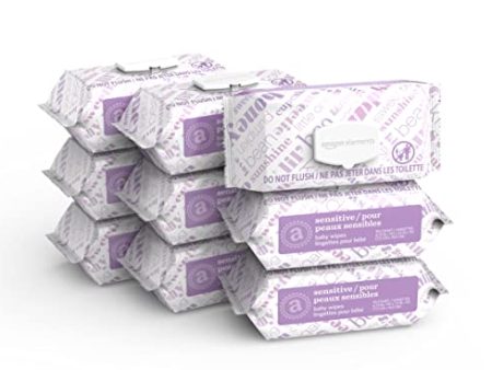 Amazon Elements Baby Wipes, Sensitive, Fragrance Free, White, 810 Count (9 Packs of 90) (Previously 720) Fashion