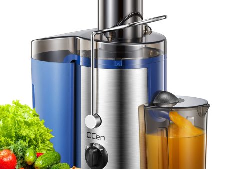 Qcen Juicer Machine, 500W Centrifugal Juicer Extractor with Wide Mouth 3” Feed Chute for Fruit Vegetable, Easy to Clean, Stainless Steel, BPA-free (Blue) Supply