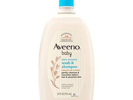 Aveeno Baby Daily Moisture Gentle Bath Wash & Shampoo with Natural Oat Extract, Hypoallergenic, Tear-Free & Paraben-Free Formula for Sensitive Hair & Skin, Lightly Scented, 33 fl. oz Sale