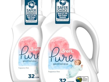 Dreft Pure Gentleness Liquid Baby Detergent, Fragrance Free, 46 Fl Oz, Pack Of 2 For Discount