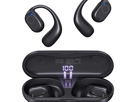 PSIER Open Ear Headphones, Bluetooth 5.3 Wireless Sports Headphones with Digital Display Charging Case 40 Hours Playtime True Earbuds with Earhooks for Running, Walking, Workout For Cheap