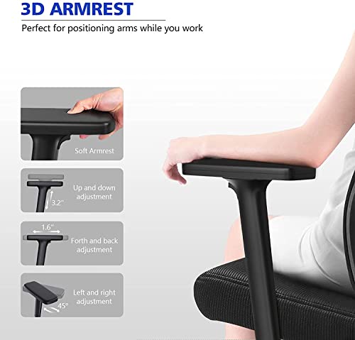 Ergonomic Computer Desk Chairs - Mesh Home Office Desk Chairs with Lumbar Support & 3D Adjustable Armrests (High Back) Online