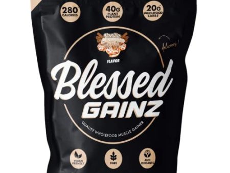 BLESSED Gainz Vegan Protein Powder Mass Gainer - 40g Plant Based Protein Powder - Meal Replacement Shake with Pea Protein Powder - Vegan Protein Shake - 40 Servings (Vanilla Cinnamon Swirl) For Cheap