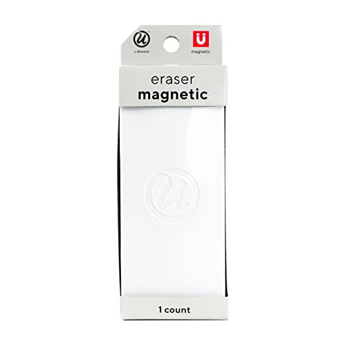 U Brands Side Magnetic Dry Erase Board Eraser, Thick Felt Bottom Surface, 2 x 5 x 1 Inches, White Online now