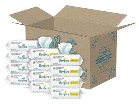 Pampers Sensitive Baby Wipes - Baby Wipes Combo, 84 Count (Pack of 12), Water Based, Hypoallergenic and Unscented (Packaging May Vary) Online Sale